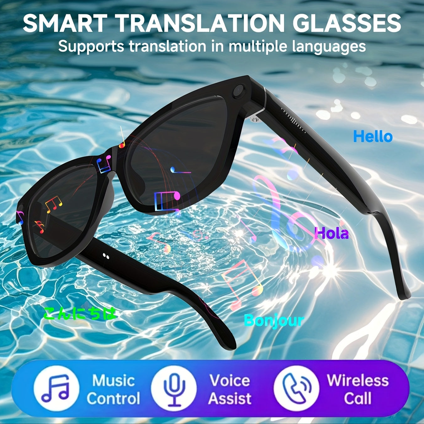 4K AI Smart Glasses with Camera & Translation