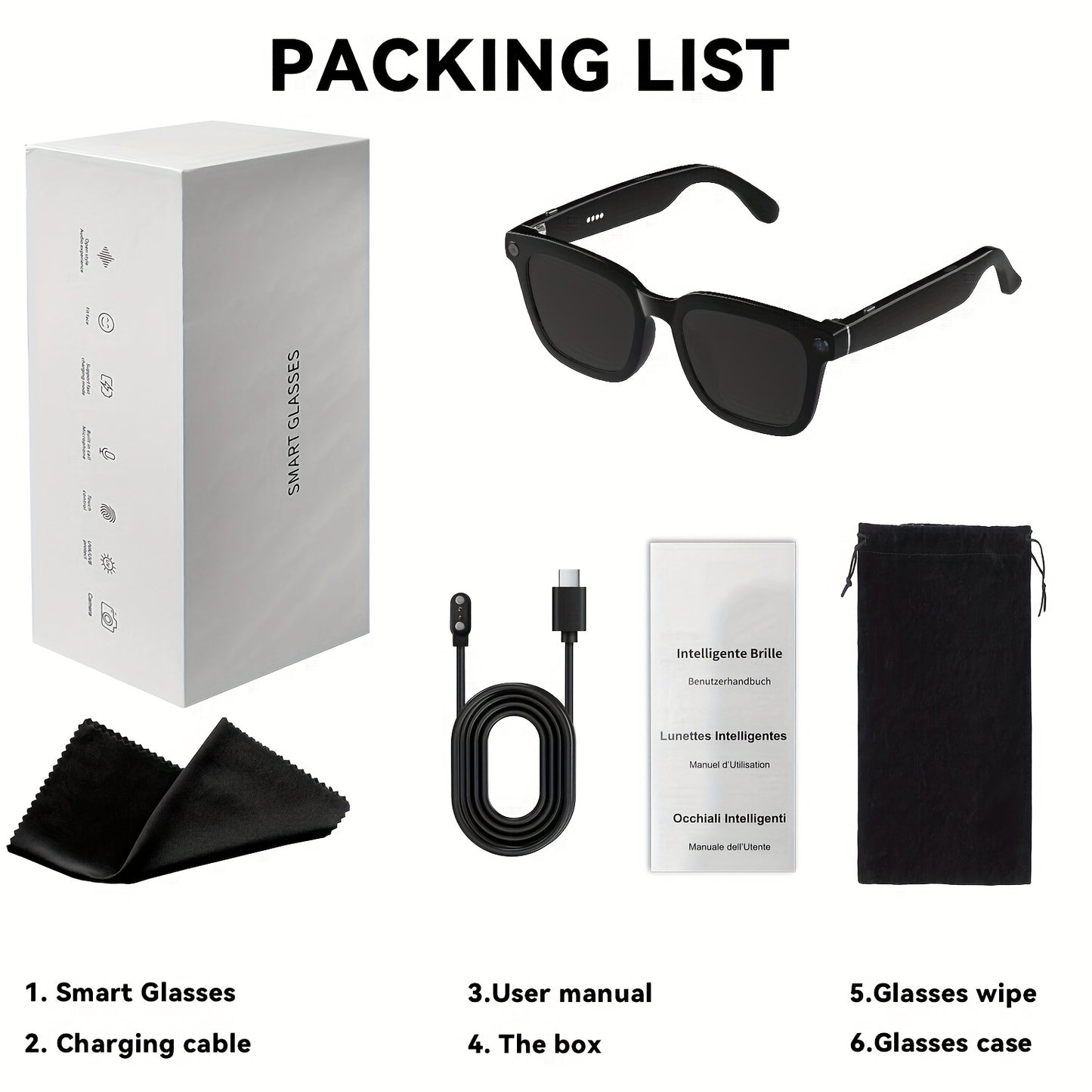 4K AI Smart Glasses with Camera & Translation