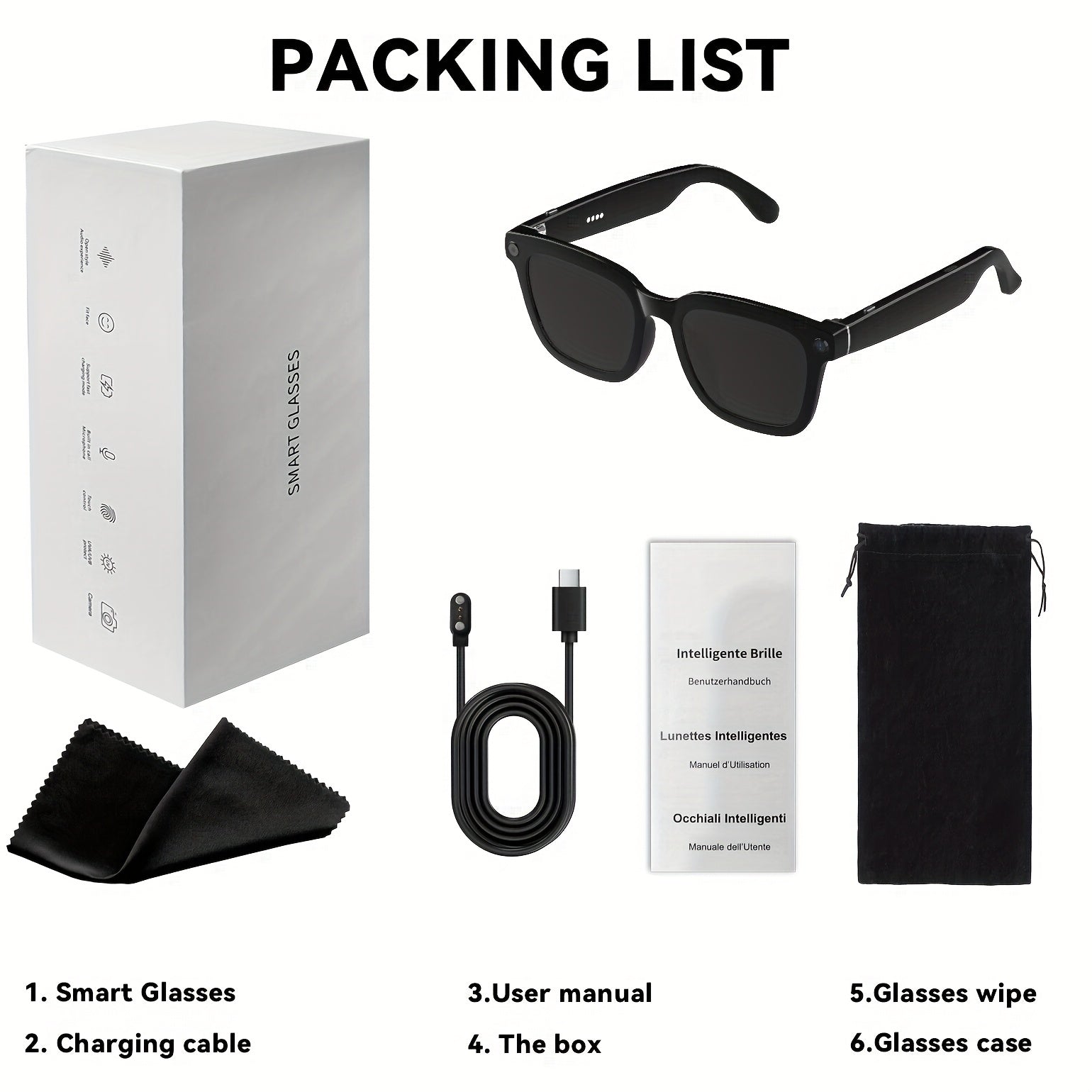 4K AI Smart Glasses with Camera & Translation