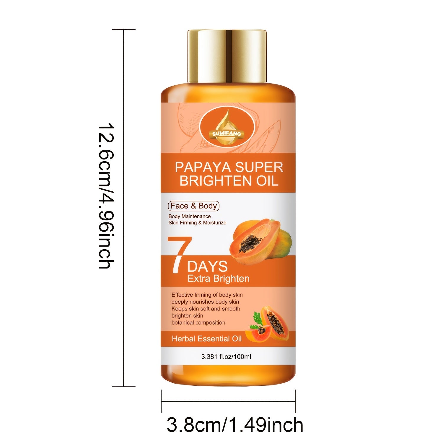 Papaya Brightening Oil | Contains Papaya, Aloe Vera, Acid, Tightens And Deeply Nourishes Body Skin, Locks in Moisture, Keeps Skin Soft And Smooth, Brightens Complexion with Plant-Based Formula, Moisturizing for All Skin Types