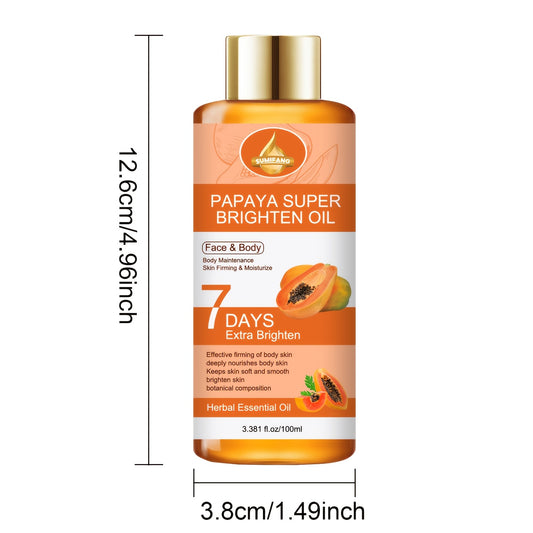 Papaya Brightening Oil | Contains Papaya, Aloe Vera, Acid, Tightens And Deeply Nourishes Body Skin, Locks in Moisture, Keeps Skin Soft And Smooth, Brightens Complexion with Plant-Based Formula, Moisturizing for All Skin Types