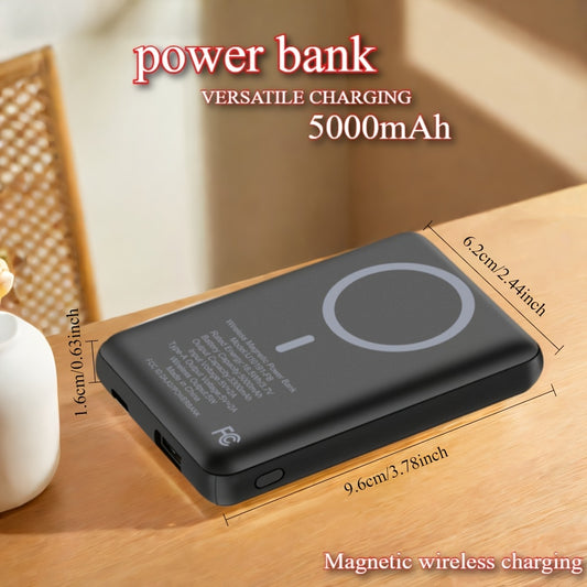 5000mAh Magnetic Wireless Power Bank - USB-C Fast Charging