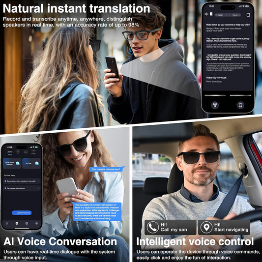 4K AI Smart Glasses with Camera & Translation